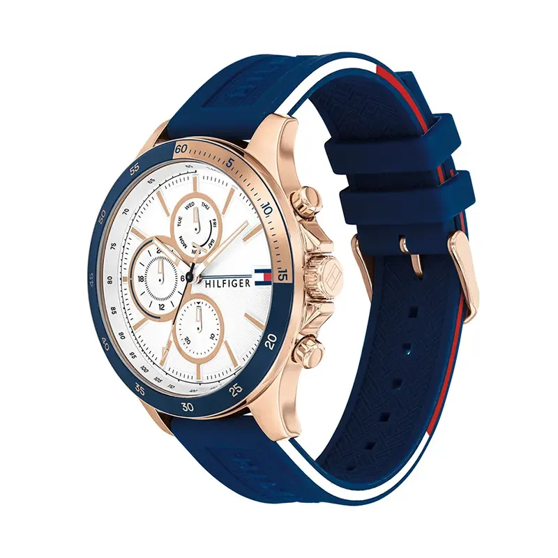 Tommy Hilfiger Bank Chronograph White Dial Silicone Men’s Watch- 1791778